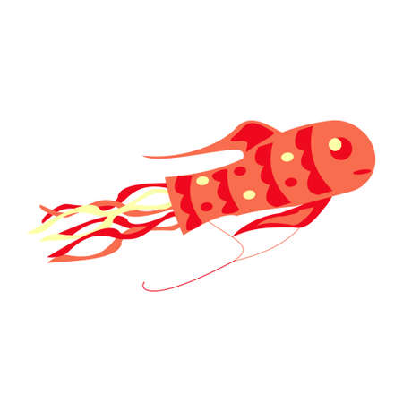 Red Fish shape Flying paper kite.のイラスト素材