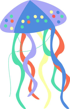 Jellyfish shape Flying paper kite.のイラスト素材