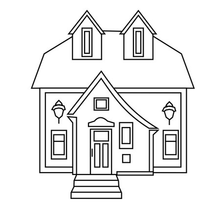 Small cottage outline icon vector illustrationのイラスト素材