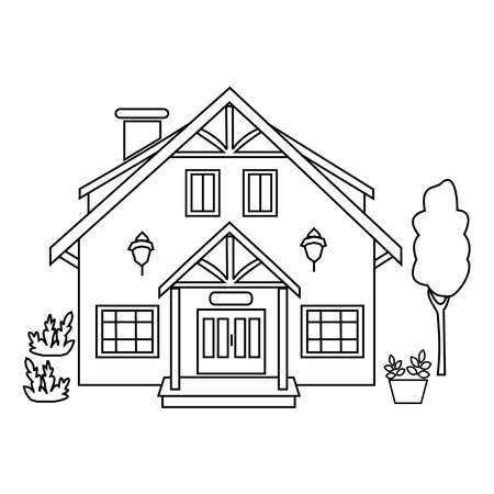Small country house outline icon vector illustrationのイラスト素材
