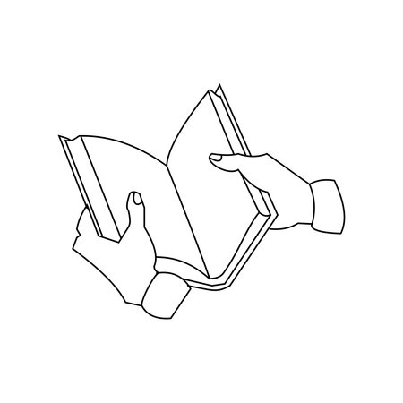 Hands holding open book Outline illustrationのイラスト素材