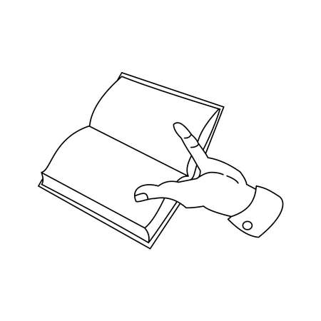 Hand holding open book Outline illustrationのイラスト素材