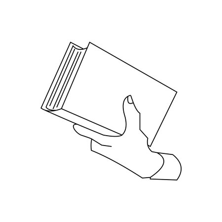 Left Hand holding closed book Outline illustrationのイラスト素材