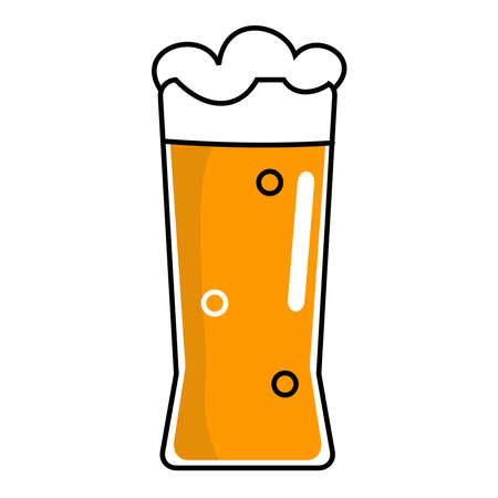 Tall glass with craft beer and foam Minimal Outline illustration on white background.のイラスト素材