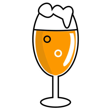Stemmed glass with craft beer Minimal Outline illustration on white background.のイラスト素材