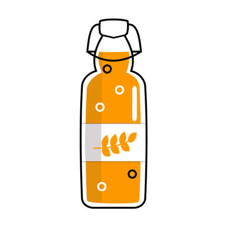 Big bottle of craft beer Outline illustration on white background.のイラスト素材