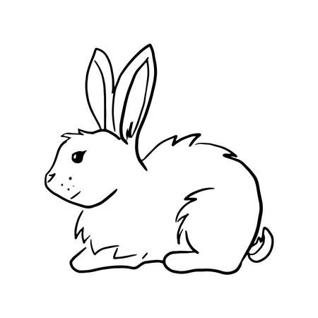 Rabbit lies Hand drawn vector illustrationsのイラスト素材