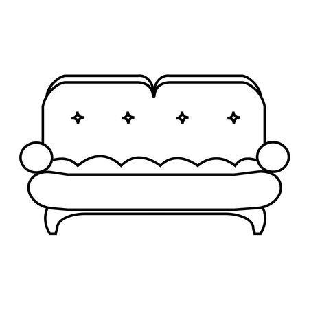 Comfortable vintage sofa Outline vector illustrationのイラスト素材