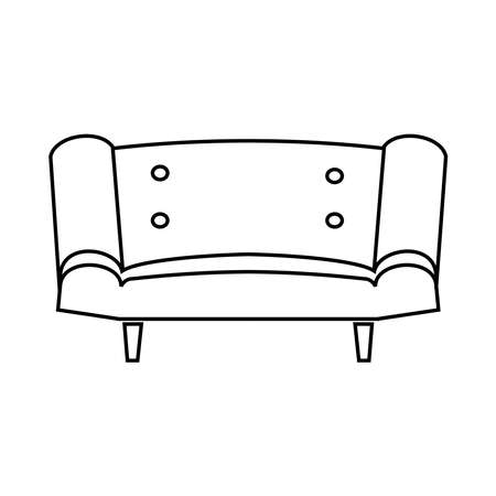 Small vintage sofa Outline vector illustrationのイラスト素材