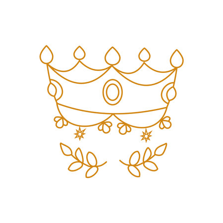 Crown and branches Outline fantasy illustrationのイラスト素材
