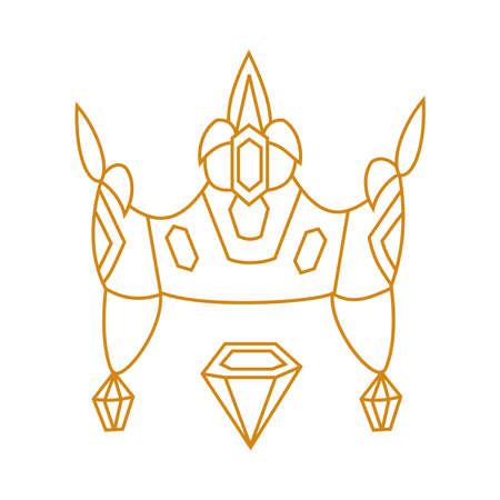 Crown, magical amulets and diamond Outline fantasy illustrationのイラスト素材