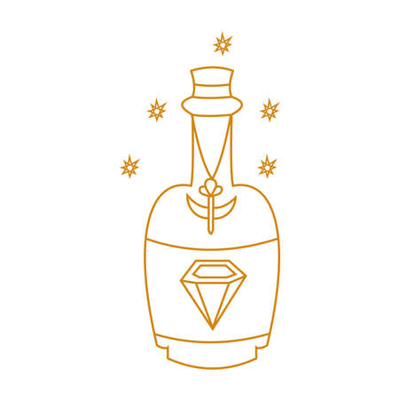 Magical poison with diamond Outline fantasy illustrationのイラスト素材