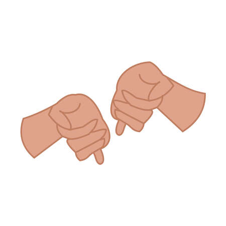 Two human hands gesture Flat vector illustration on white backgroundのイラスト素材
