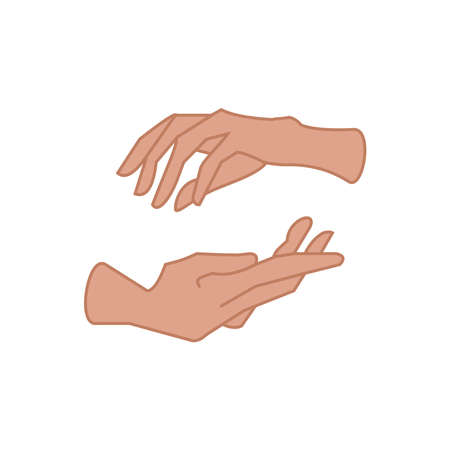 Two femal hands gesture Flat vector illustration on white backgroundのイラスト素材