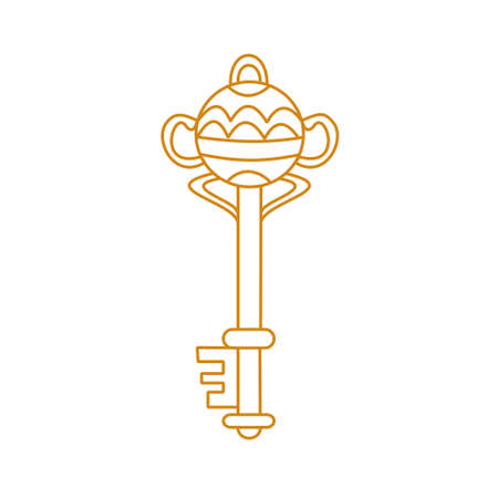 Magical fantasy key Outline vector illustrationのイラスト素材