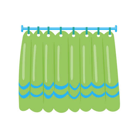 Green Shower curtain Cartoon vector illustration on white backgroundのイラスト素材