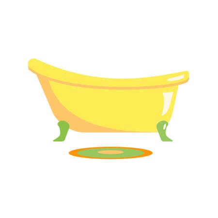 Tub and rug Cartoon vector illustration on white backgroundのイラスト素材