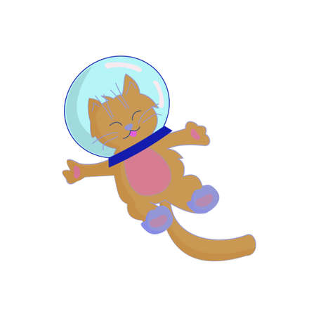 Astronaut kitten in a spacesuit helmet Cartoon vector illustration on white backgroundのイラスト素材