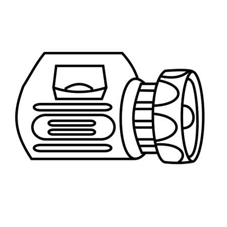 Big Flashlight with button  Outline vector illustration on white backgroundのイラスト素材