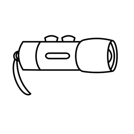 Small electrical pocket Flashlight with two buttons Outline vector illustration on white backgroundのイラスト素材
