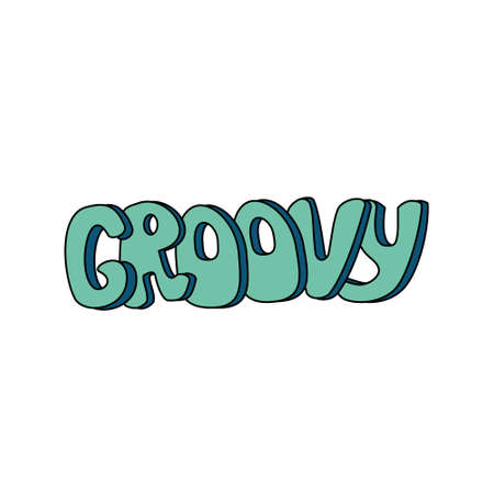 1970 sticker Groovy text. Vector illustration on white backgroundのイラスト素材