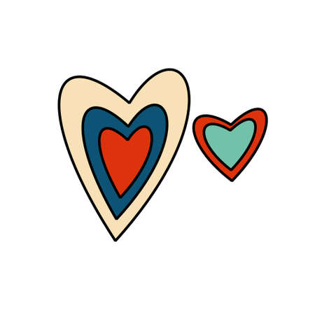 1970 sticker Two hearts Vector illustration on white backgroundのイラスト素材