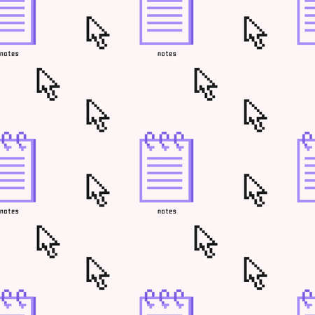 90 groovy trippy seamless pattern Old pc game 90s aesthetic. Pixel icons, txt document, cursor, dialog boxes Vaporwave and retrowave style pattern.のイラスト素材