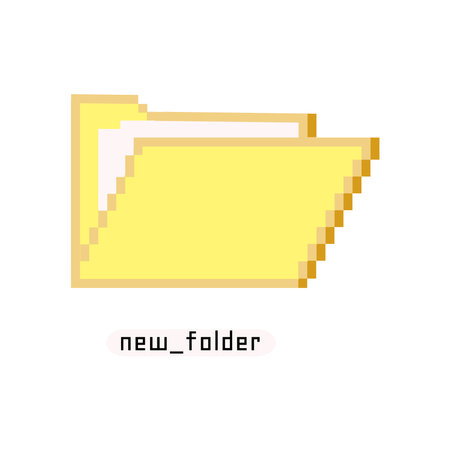 Old pc retro style pixel folder icon Isolated vector illustration on white backgroundのイラスト素材