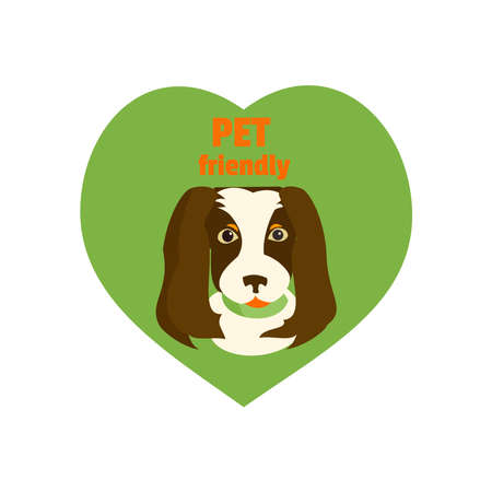 Pet friendly logo spaniel in heart Vector cartoon illustrationのイラスト素材