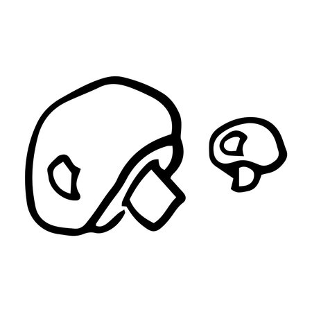 Two champignon mushroom Vector illustration on white backgroundのイラスト素材