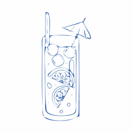 Hand draw alcoholic cocktail Long island Vector illustrationのイラスト素材