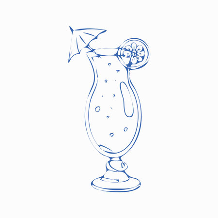 Hand draw alcoholic cocktail Tequila sunrise Vector illustrationのイラスト素材
