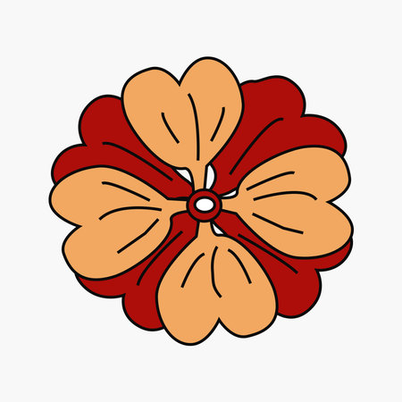 Retro flower. Summer minimalist flower. 70 s 60 s groovy style plant. Vector illustrationのイラスト素材