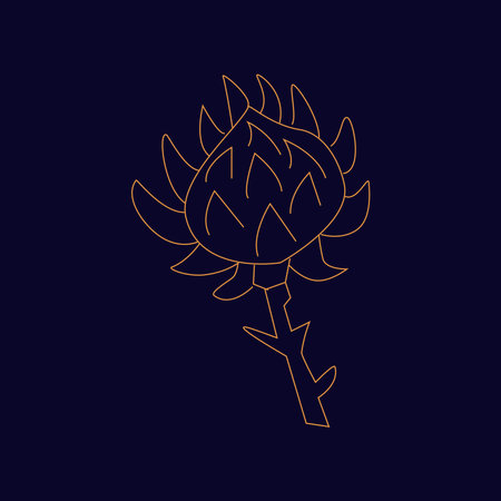 Mystic prickly flower Outline boho fantasy art for poster or t-shirtのイラスト素材
