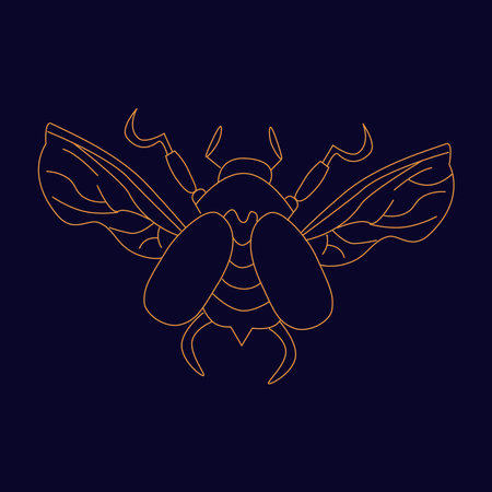 Flying golden scarab Hand draw boho fantasy art for poster or t-shirtのイラスト素材