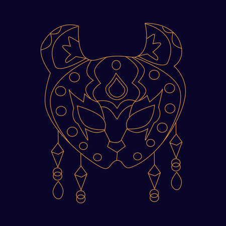 Golden lynx mask Hand draw boho fantasy art for poster or t-shirtのイラスト素材