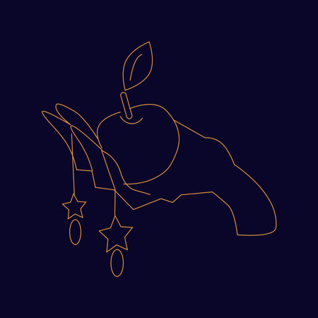 Hand holding an apple Hand draw boho fantasy art for poster or t-shirtのイラスト素材
