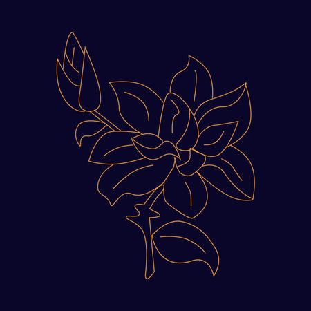 Mystic golden flower Hand draw boho fantasy art for poster or t-shirtのイラスト素材