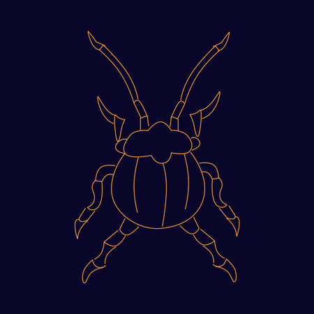 Golden scarab Hand draw boho fantasy art for poster or t-shirtのイラスト素材