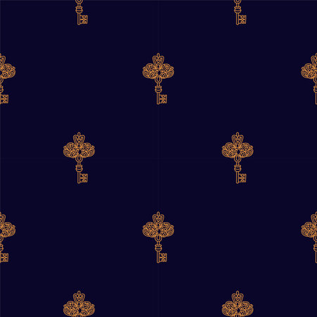 Seamless pattern Magic golden key with ornament Hand draw boho fantasy art for textile or t-shirtのイラスト素材