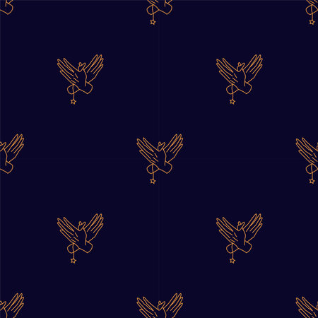 Seamless pattern Two hands holding star amulet Hand draw boho fantasy art for textile or t-shirtのイラスト素材