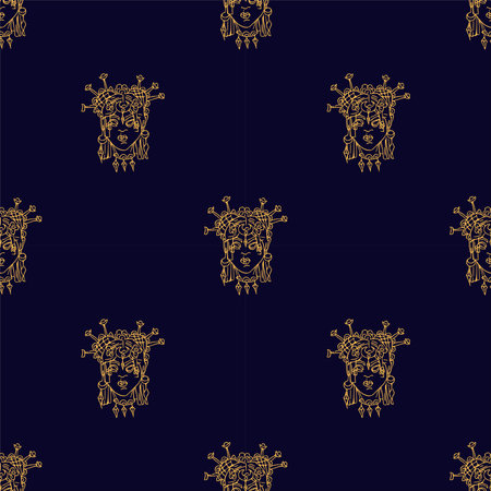 Seamless pattern Mystery girl with magic gems Hand draw boho fantasy art for textile or t-shirtのイラスト素材