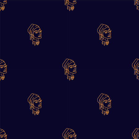 Seamless pattern Woman with headwrap Hand draw boho fantasy art for textile or t-shirtのイラスト素材
