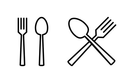 spoon and fork icon vector for web and mobile app. spoon, fork and knife icon vector. restaurant sign and symbolのイラスト素材