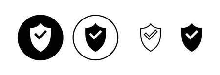 Shield check mark icon vector illustration. Protection approve sign. Insurance iconのイラスト素材