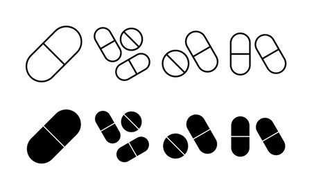 Pills icon vector for web and mobile app. capsule icon. Drug sign and symbolのイラスト素材