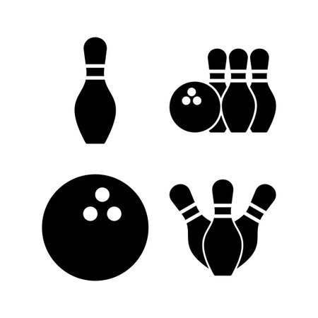 Bowling icon vector illustration. bowling ball and pin sign and symbol.のイラスト素材
