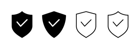 Shield check mark icon vector for web and mobile app. Protection approve sign. Insurance iconのイラスト素材