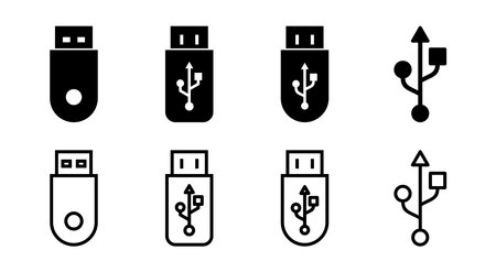 Usb icon set illustration. Flash disk sign and symbol. flash drive sign.のイラスト素材