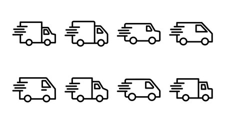 Delivery truck icon set illustration. Delivery truck sign and symbol. Shipping fast delivery iconのイラスト素材